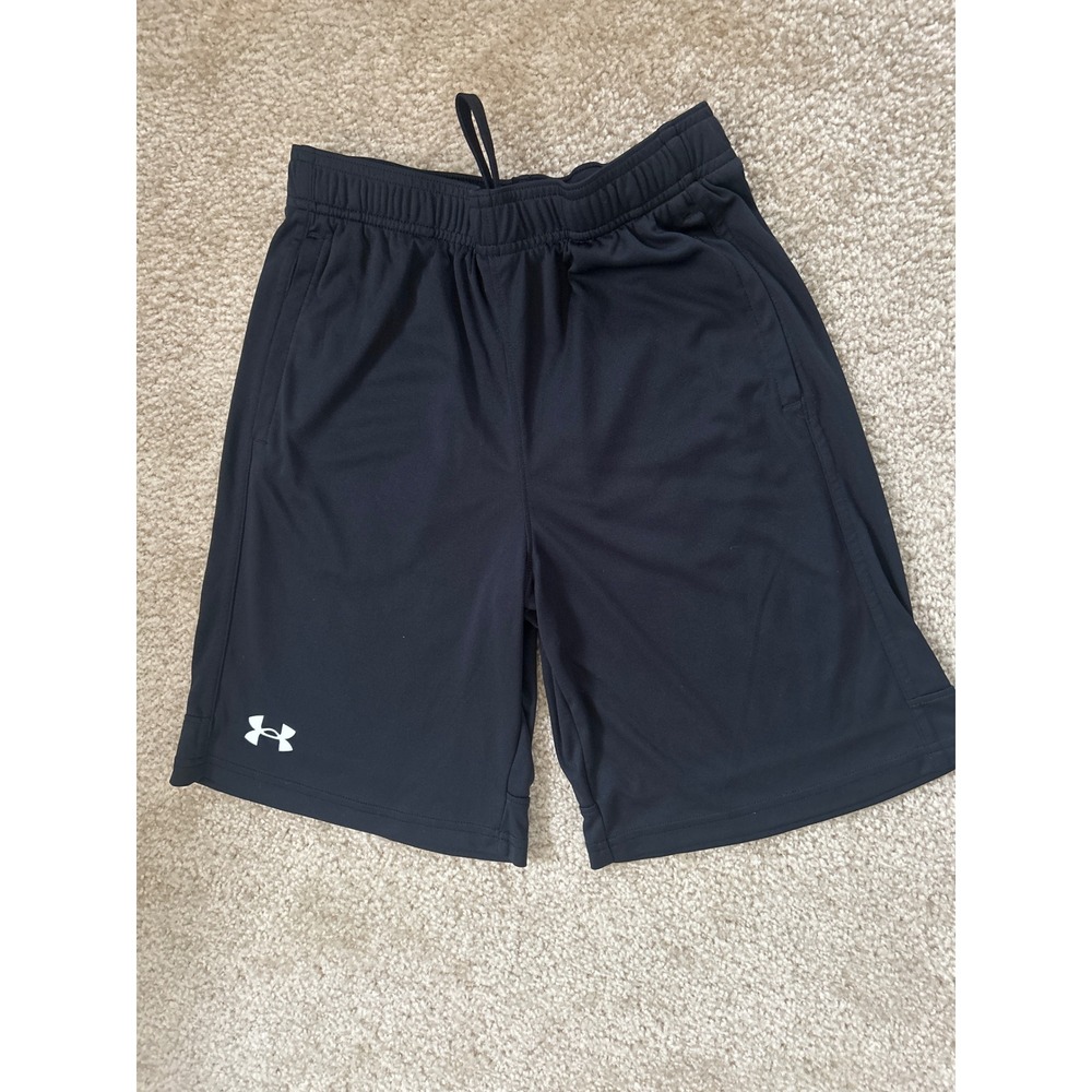 Under Armour Boys Black Athletic Shorts Loose Fit YLG 1362471